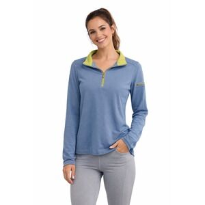 Horny Toad Quarter Zip Pullover Athletic Top Lightweight Green Blue‎ Small